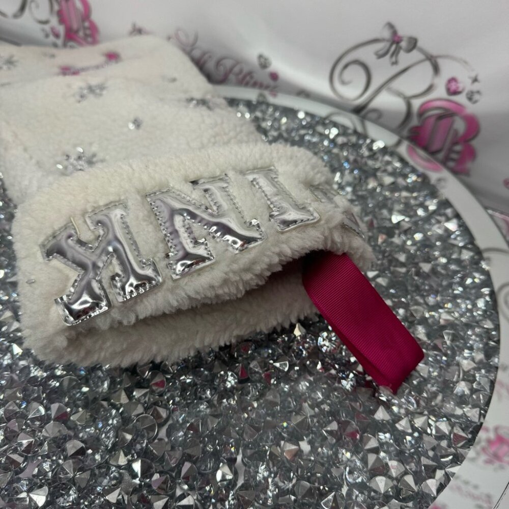 Victoria secret pink stocking Christmas Sherpa 2019 bling diamonds dog rare Xmas - Picture 8 of 11